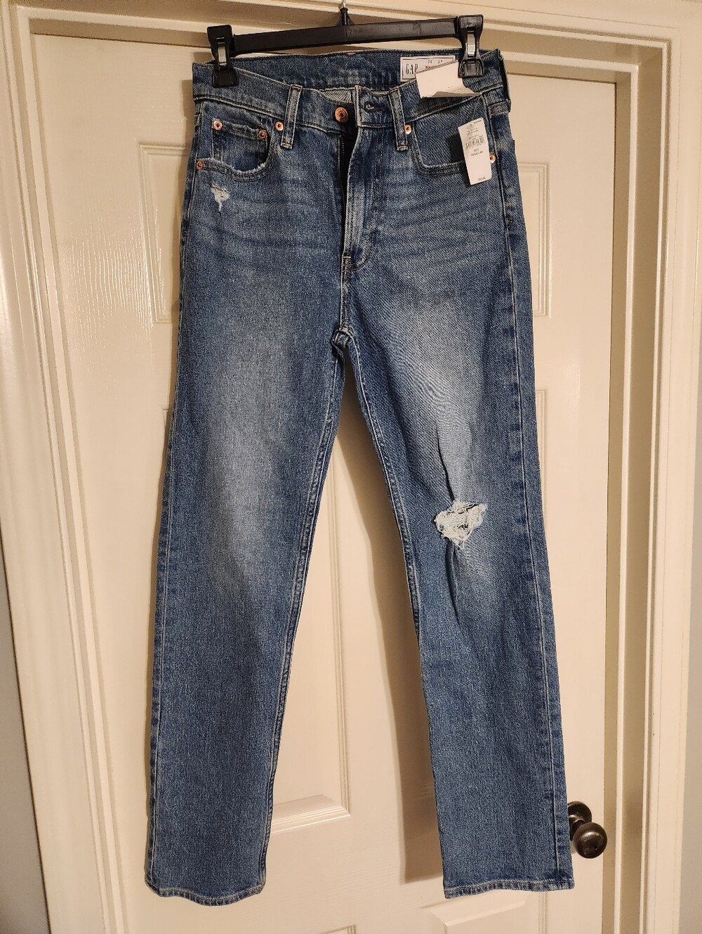 GAP Women's 90s Straight Leg Jeans Distressed Blue Size 26R